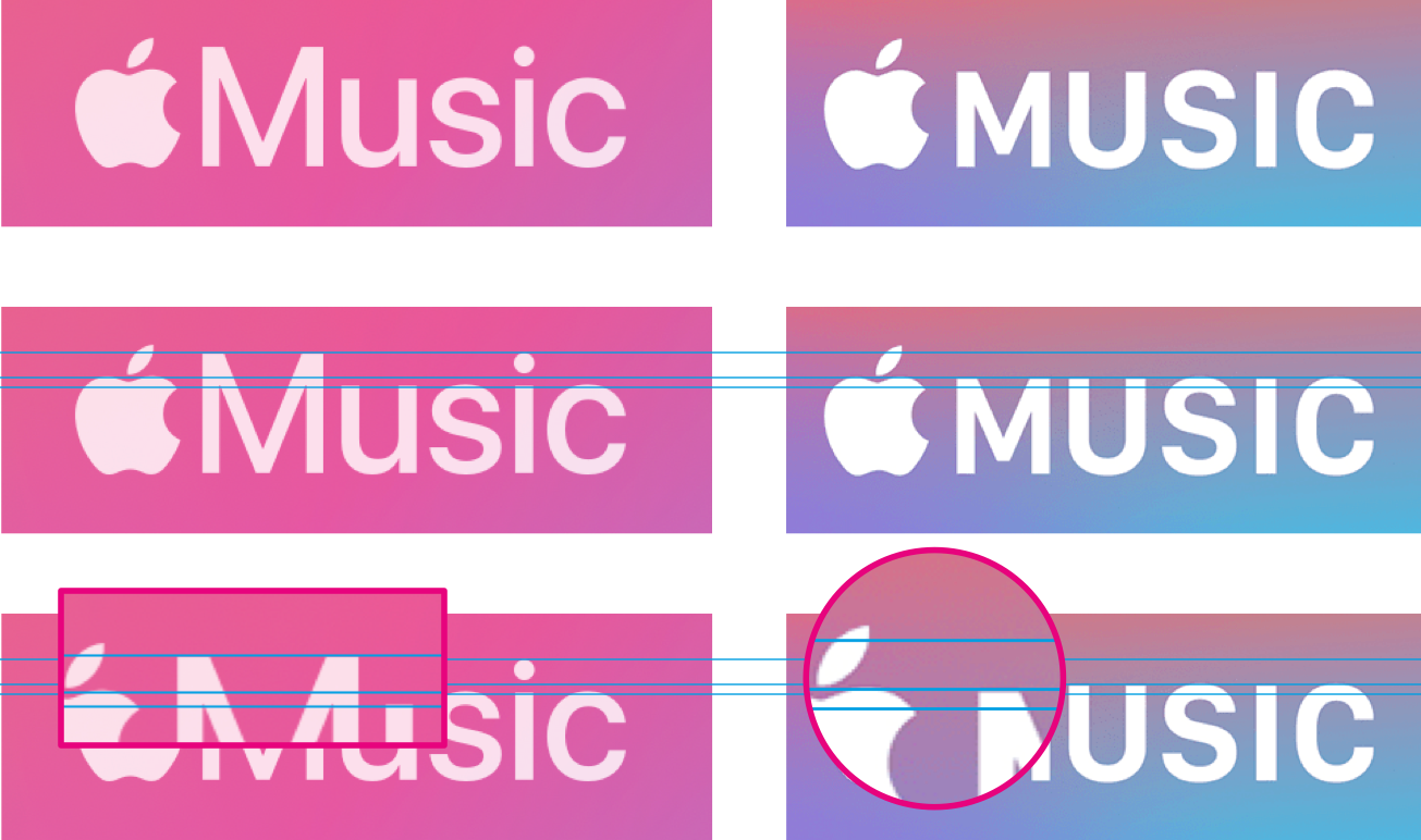 Apple's Apple Music wordmarks in both title and small caps cases.
