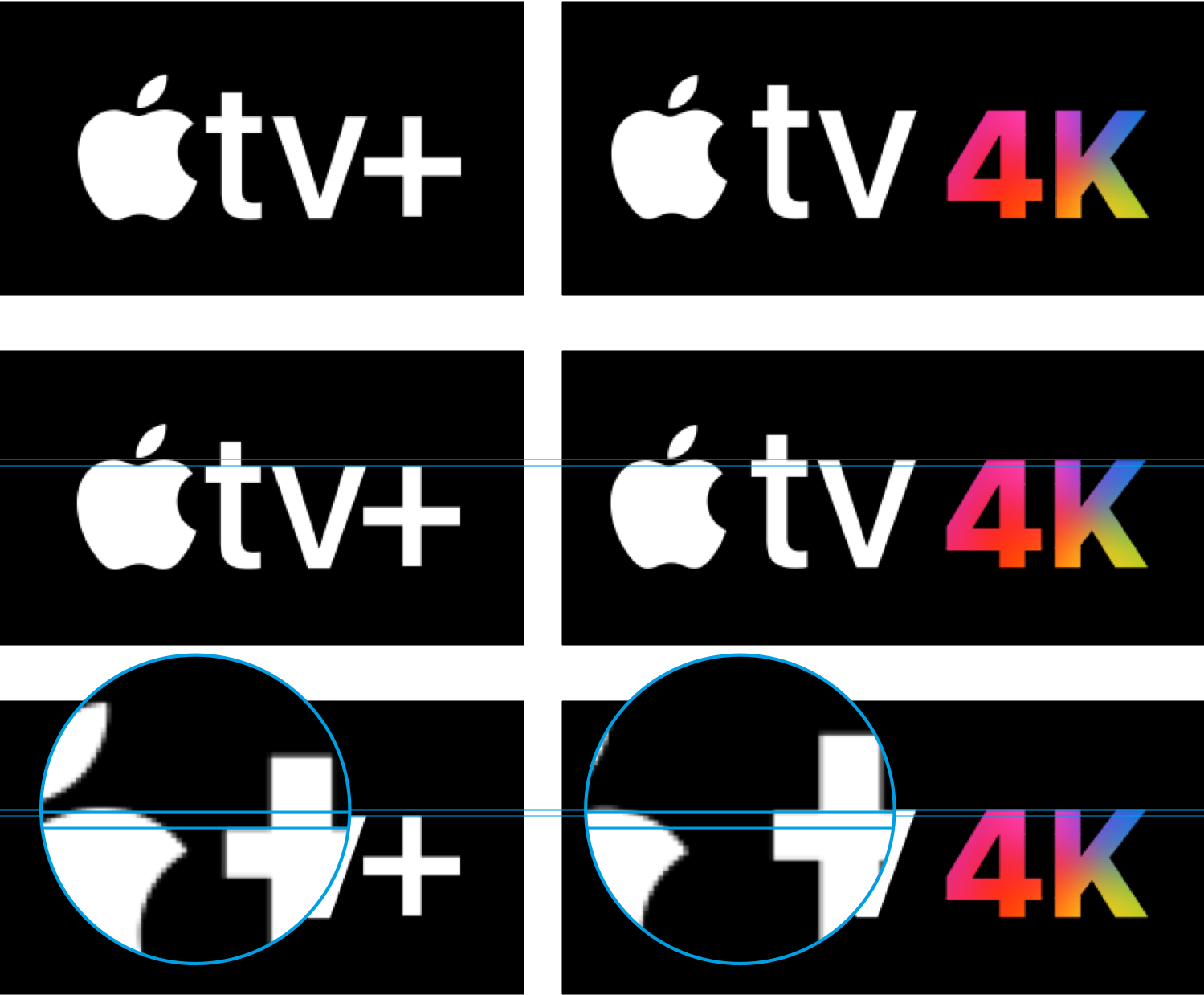 Apple's Apple TV+ and Apple TV 4K wordmarks.