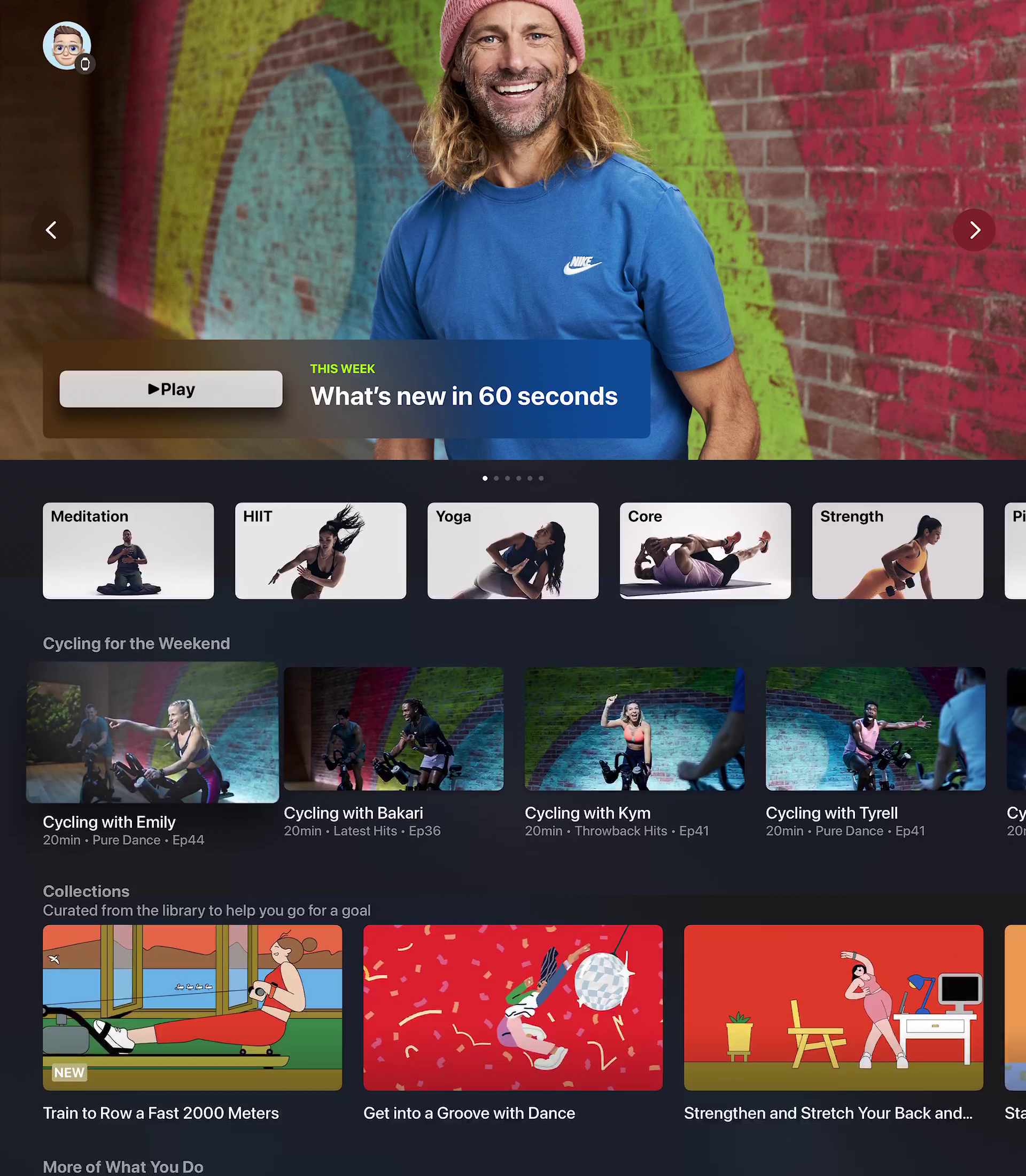 A screenshot of the Apple Fitness+ app on Apple TV