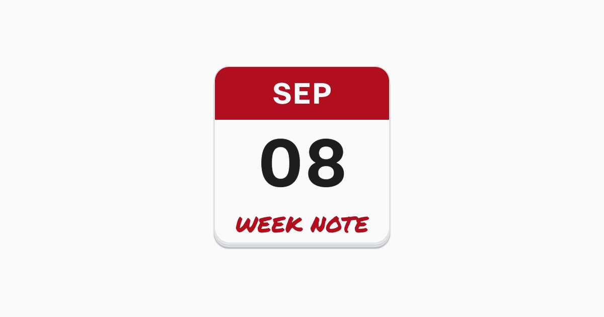 A representation of a calendar with the word “Weeknote” and the date “Sep 08” on it.