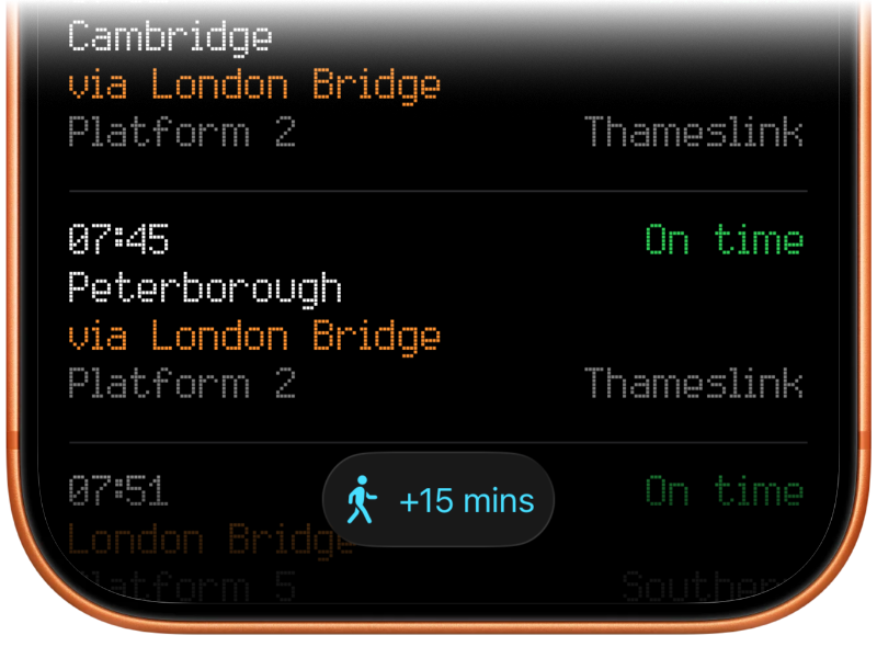 The station departures screen